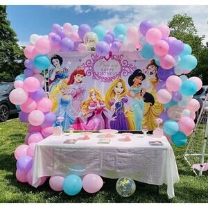 5ftx7.5 ft Disney Princess Birthday Banner Background Decoration Castle Backdrop